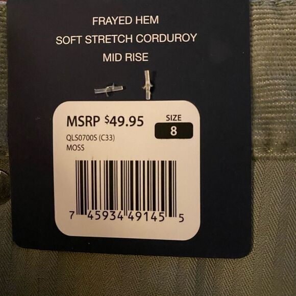 Gap frayed hem stretch corduroy moss green size 8 - Picture 4 of 7